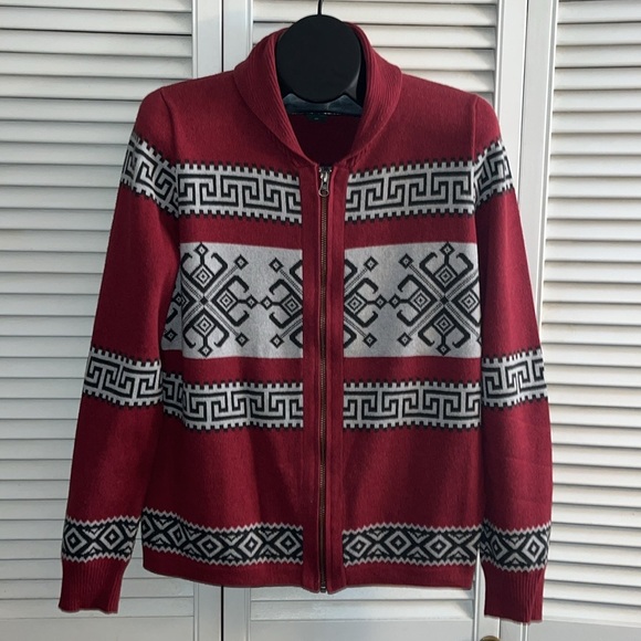 Woolrich women’s cotton fair isle zip up sweater cardigan - Picture 1 of 9